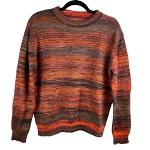 B. Young Mohair Wool Blend Burnt Orange Crew Neck Sweater Medium
